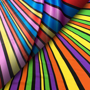 Angelica Rainbow Stripe Printed Charmeuse Fabric Group