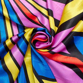 Angelica Rainbow Stripe Printed Charmeuse Fabric SV581792 Vibrant Bloom 2