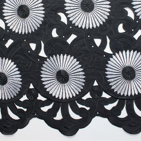 Silver Sunflower Corded Black Organza Lace Fabric SV576369 2