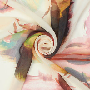 Watercolor Floral Printed Chiffon Fabric SV581708 2