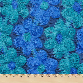 Pinked Edge Taffeta Rosette On Mesh Fabric SV581565 Navy Blue / Teal 3