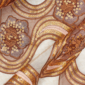 Gardenia Floral Sequin Embroidery On Mesh Fabric Group