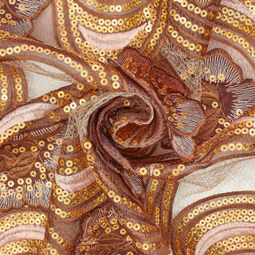 Gardenia Floral Sequin Embroidery On Mesh Fabric Group