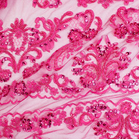 Floral Corded Embroidery With Sequins Beads On Mesh Fabric SV581704 1