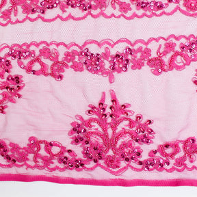 Floral Corded Embroidery With Sequins Beads On Mesh Fabric SV581704 2