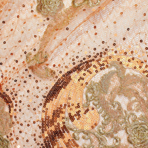 Orange Metallic Corded Sequin Reed Embroidery Fabric SV576515 1