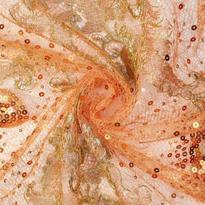 Orange Metallic Corded Sequin Reed Embroidery Fabric SV576515 2