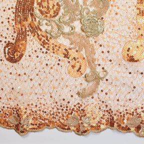 Orange Metallic Corded Sequin Reed Embroidery Fabric SV576515 4