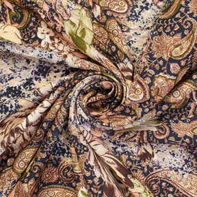 Floral Paisley Printed Tissue Faille Fabric SV581710 Black / Beige 2
