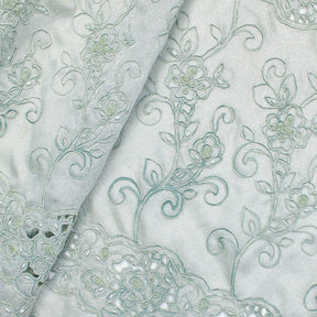 Floral Rose Beaded Corded Eyelet Double Organza Lace Fabric SV581990 1