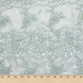 Floral Rose Beaded Corded Eyelet Double Organza Lace Fabric SV581990 3
