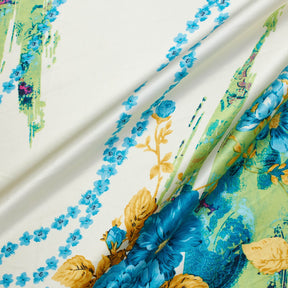 Abstract Floral Bouquet Vine Printed Charmeuse Satin Fabric SV581716 1