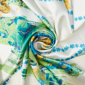 Abstract Floral Bouquet Vine Printed Charmeuse Satin Fabric SV581716 2