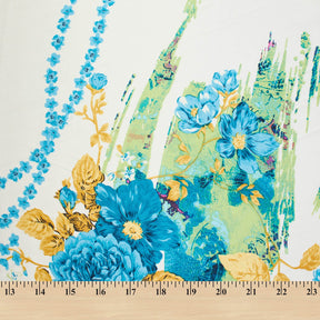 Abstract Floral Bouquet Vine Printed Charmeuse Satin Fabric SV581716 3