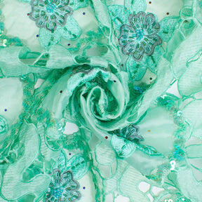 Sea Green Daffodil Lace With Sequins Fabrics SV574108 2