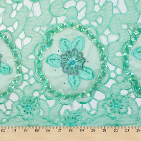 Sea Green Daffodil Lace With Sequins Fabrics SV574108 3