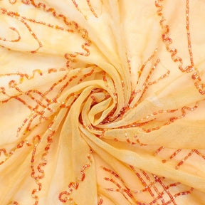 Orange Abstract Beaded Embroidery On Georgette Fabric SV581300 3