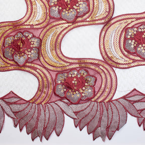 Floral Swirl Patch Chemical Lace Fabric SV576464 Burgundy 2