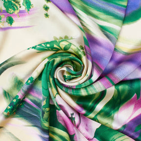 Boomerang Floral Vine Printed Charmeuse Satin Fabric SV581693 2
