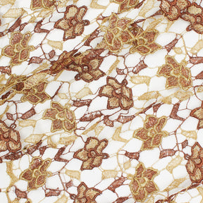 Two Tone Floral Leaf Embroidered Lace Fabric SV580987 1