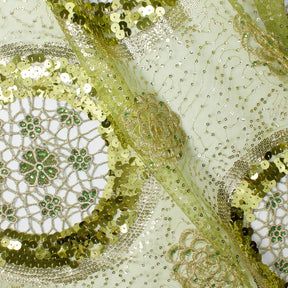 Circle Chemical Embroidery Patchwork W Sequins On Embroidered Mesh Fabric SV576178 Olive 1