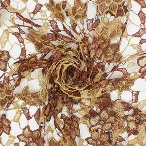 Two Tone Floral Leaf Embroidered Lace Fabric SV580987 2