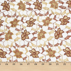 Two Tone Floral Leaf Embroidered Lace Fabric SV580987 3