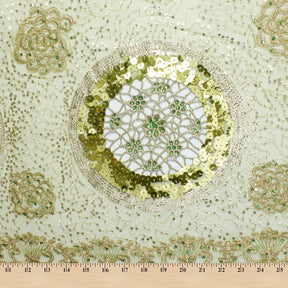 Circle Chemical Embroidery Patchwork W Sequins On Embroidered Mesh Fabric SV576178 Olive 4