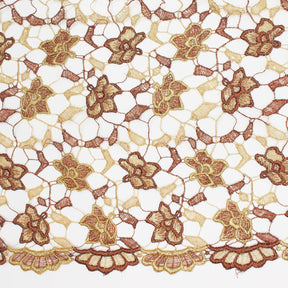 Two Tone Floral Leaf Embroidered Lace Fabric SV580987 4