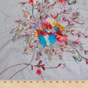 Fabric Flower Embroidery With Sequins On Mesh Fabric SV581787 Black 4
