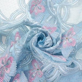 Baby Blue Butterfly Patch Chemical Lace Fabric SV576230 2