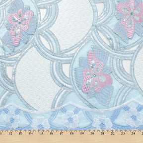 Baby Blue Butterfly Patch Chemical Lace Fabric SV576230 4