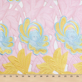 Rhinestone Embroidered Floral Leaves On Voile Fabric SV581585 4