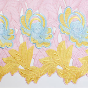 Rhinestone Embroidered Floral Leaves On Voile Fabric SV581585 2