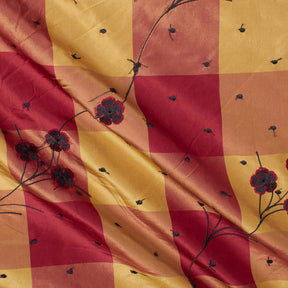 Floral Eyelet Embroidery On Checkered Taffeta Fabric SV581231 1