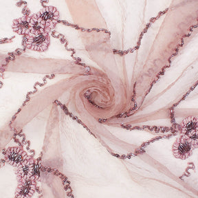 Abstract Beaded Floral Embroidery On Crushed Voile Fabric SV581240 2