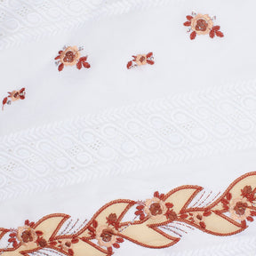 Spring Sequin Embroidered Flowers On Eyelet Voile Fabric SV581184 White / Gold 1