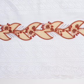 Spring Sequin Embroidered Flowers On Eyelet Voile Fabric SV581067 White / Pink 7