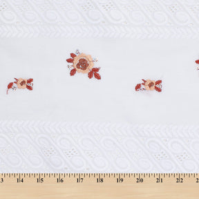 Spring Sequin Embroidered Flowers On Eyelet Voile Fabric SV581067 White / Pink 8