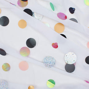 Multicolor Holographic Paillette Sequin On Mesh Fabric Group