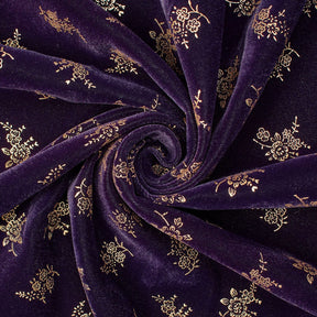 Floral Metallic Embroidered Micro Velvet Fabric SV581995 2