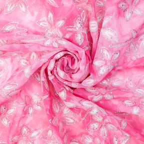 Floral Resin Dots With Glitter On Printed Tie Dye Chiffon Fabric SV581654 2
