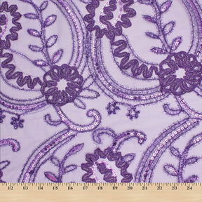 Floral Sequin Embroidery On Mesh Fabric SV581027 3