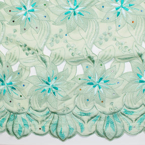 Mint Lily Rhinestone Embroidery Lace Fabric SV576233 2