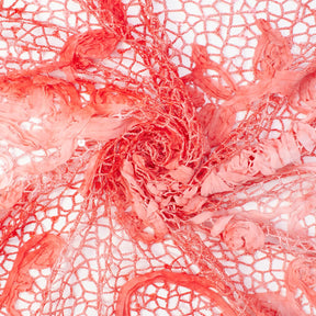 Chemical Mesh Lace Ribbon Embroidery Fabric SV576083 Coral 3
