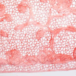 Chemical Mesh Lace Ribbon Embroidery Fabric SV576083 Coral 2