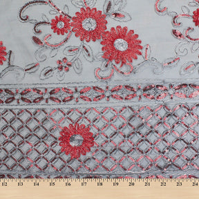 Sunflower Floral Corded Sequined Ribbon On Mesh Fabric SV581983 3