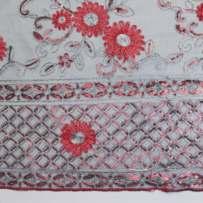Sunflower Floral Corded Sequined Ribbon On Mesh Fabric SV581983 4