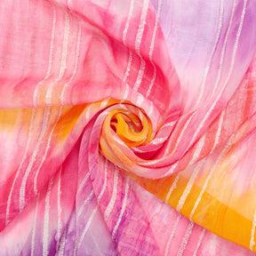 Tie Dye Pinstripe Embroidered Dobby Fabric SV581233 Pink / Orange / Purple 2