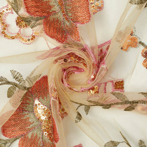 Geometric Floral Embroidery On Mesh Fabric SV580974 1